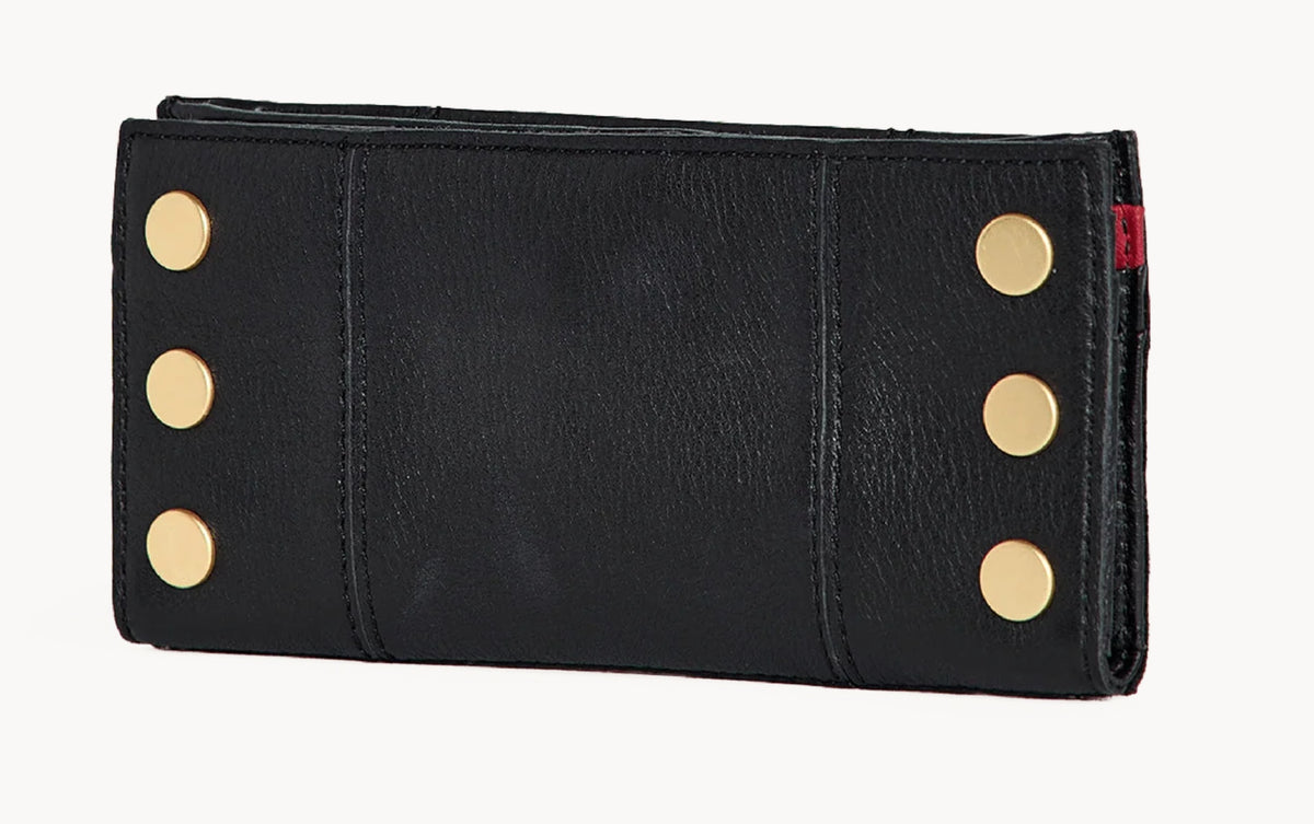 Hammitt 110 North Wallet - Black/Brushed Gold, Red Zip