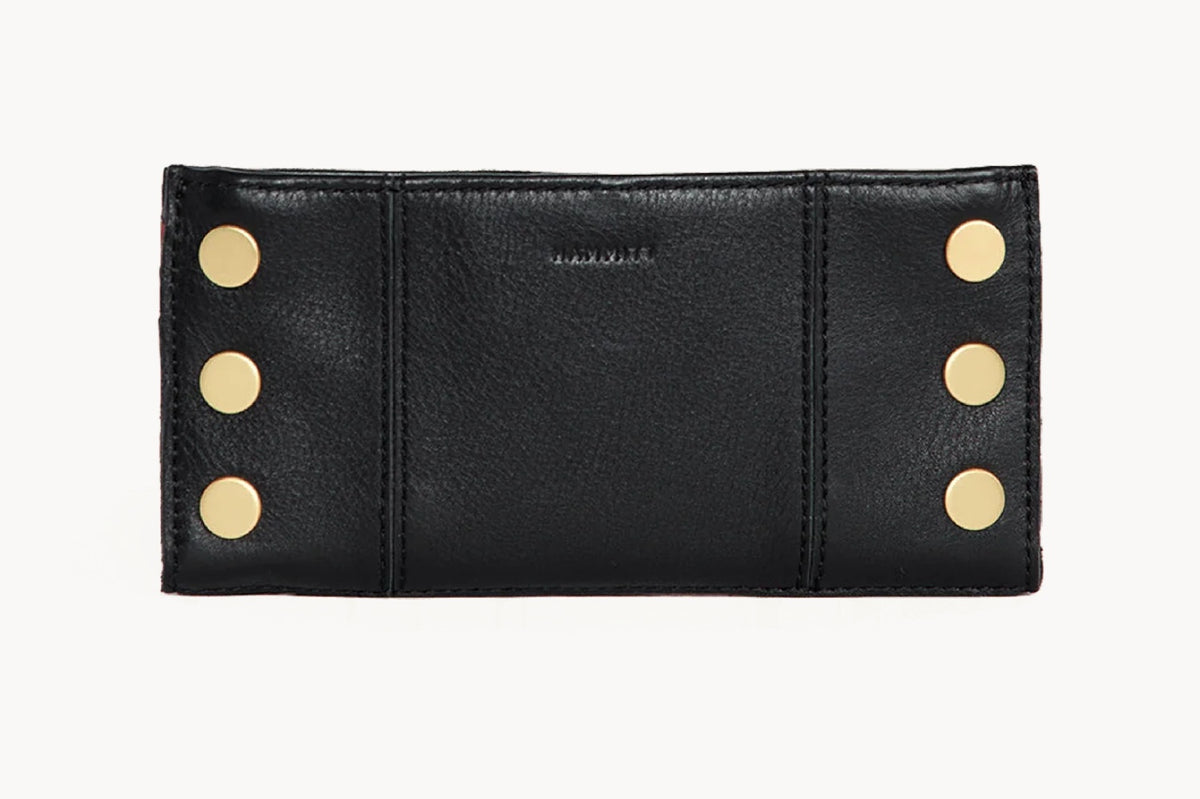 Hammitt 110 North Wallet - Black/Brushed Gold, Red Zip
