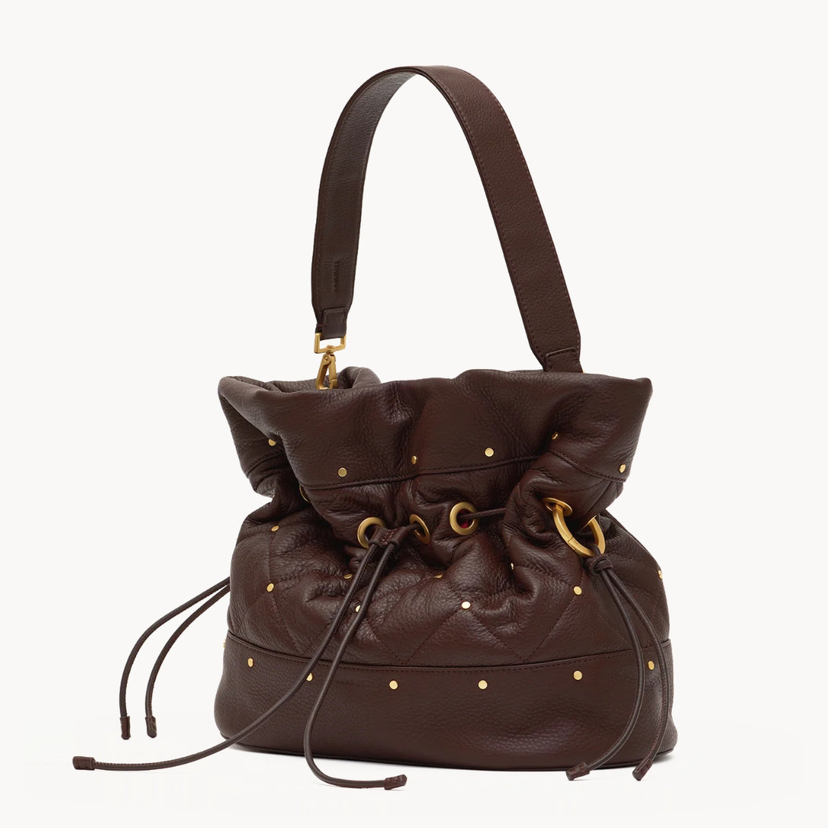 Hammitt Gianna Large in quilted espresso, angled