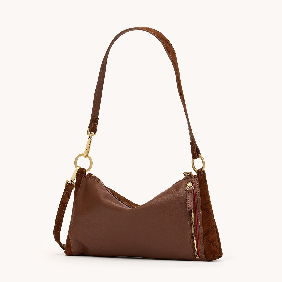 Hammitt Kyle Shoulder Bag - Chocolate Diamond Suede/Antique Gold