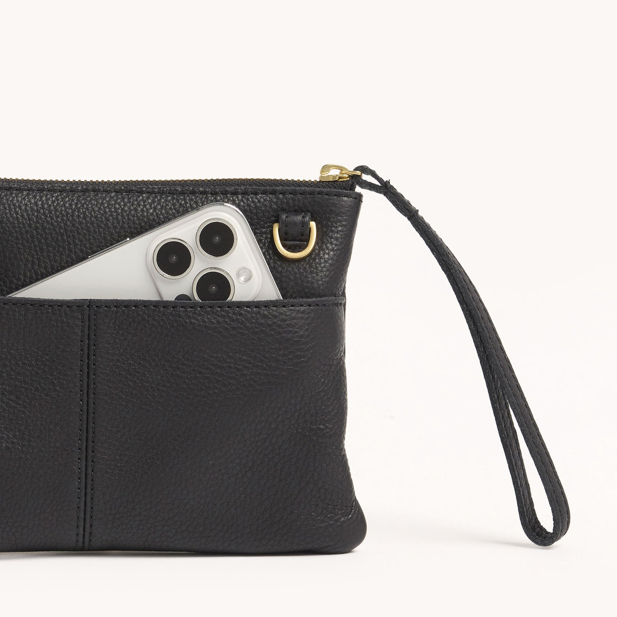 Hammitt Nash Small - Black/Brushed Gold, Red Zip