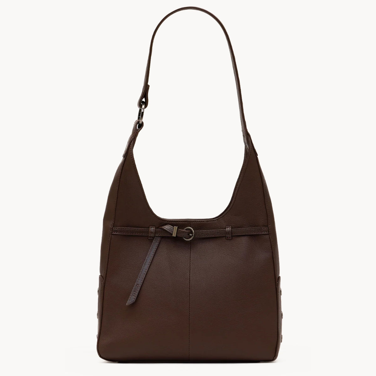 Hammitt Tim Medium in belted espresso leather, front