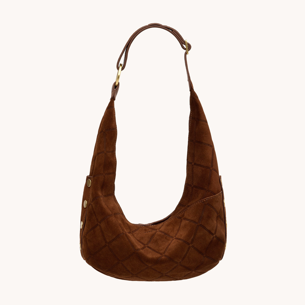 Hammitt Tom Zip Medium - Chocolate Diamond Suede/Antique Gold