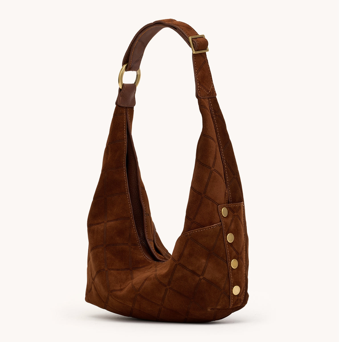 Hammitt Tom Zip Medium - Chocolate Diamond Suede/Antique Gold