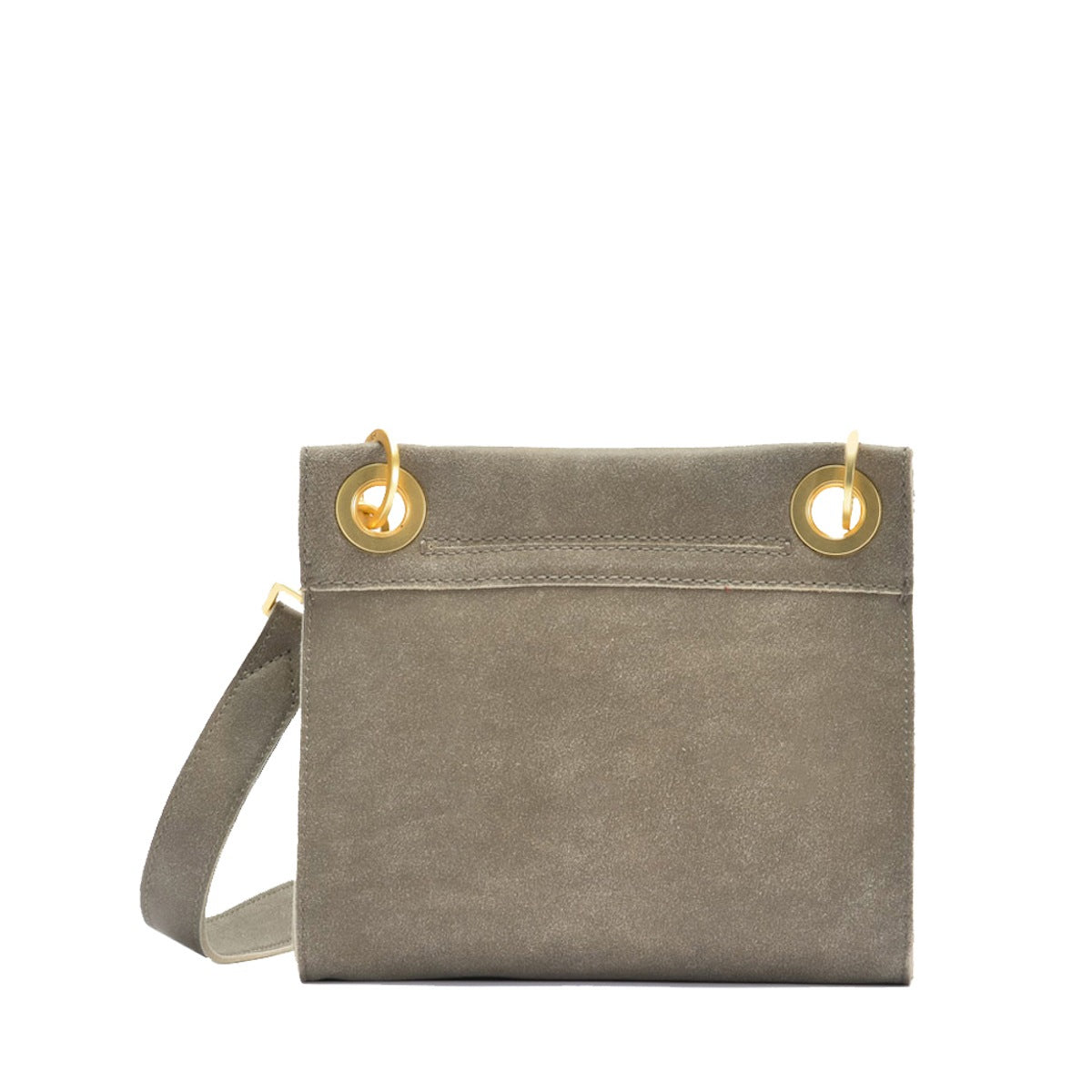 Hammitt Tony Small Crossbody - Pewter/Brushed Gold, Red Zip