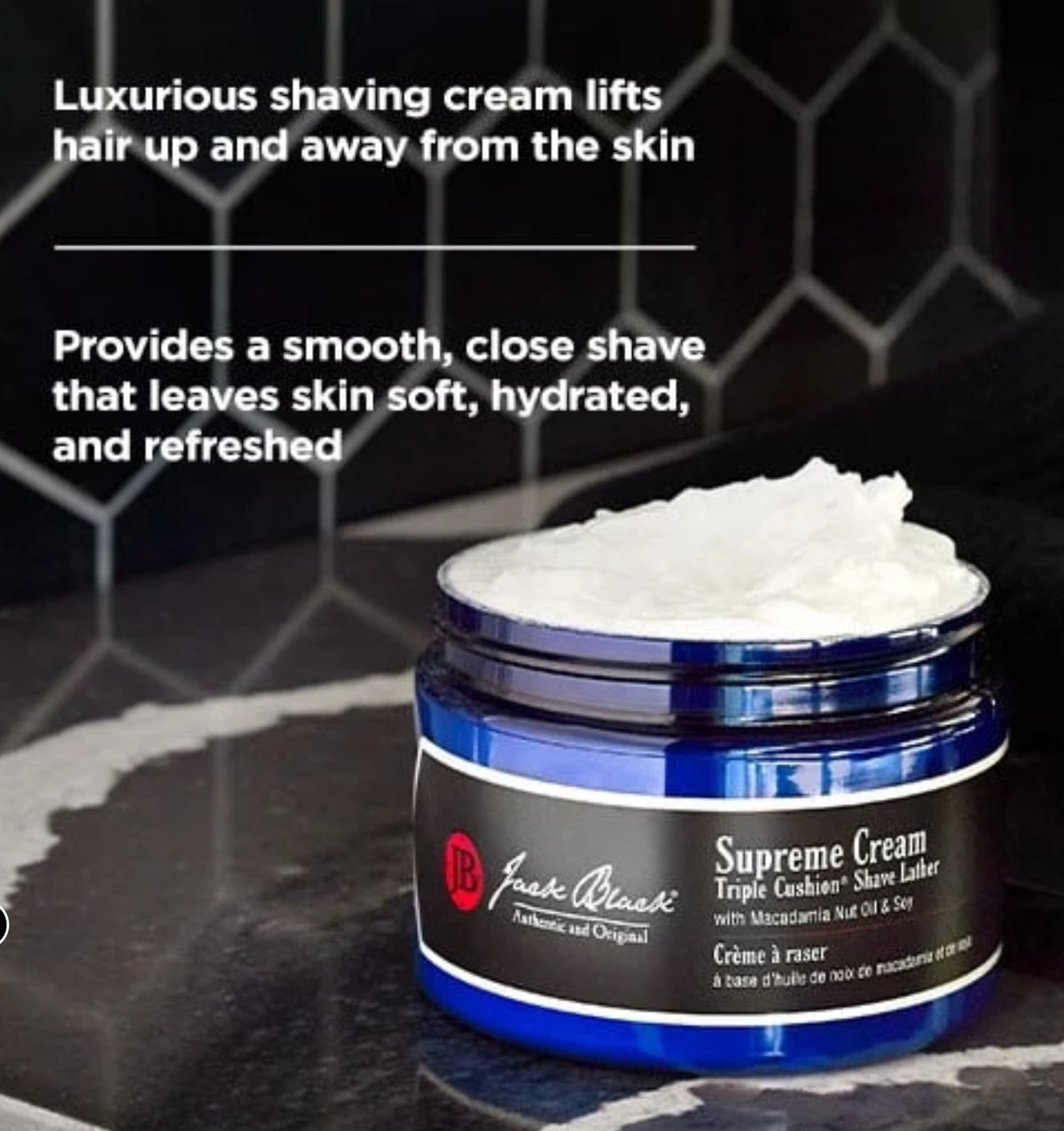 Jack Black Supreme Cream Triple Cushion Shave Lather - 9.5 oz Jar