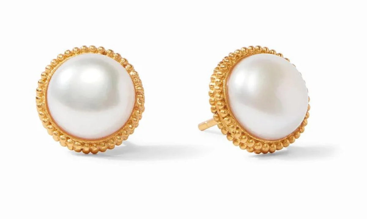 Julie Vos Fleur de Lis Pearl Stud - Gold
