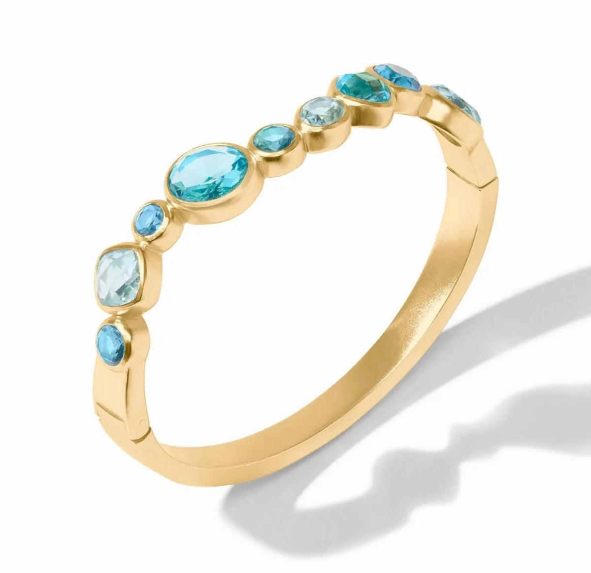 Julie Vos Kaleidoscope Hinge Bangle - Gold, Bahamian Blue