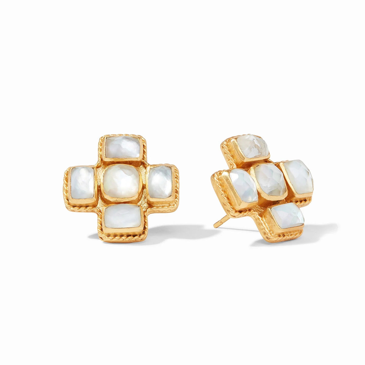 Julie Vos Savoy Earrings - Gold, Iridescent Clear Crystal