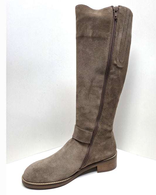 Softwaves Kathy tall suede boot in Capuccino, inside zipper view