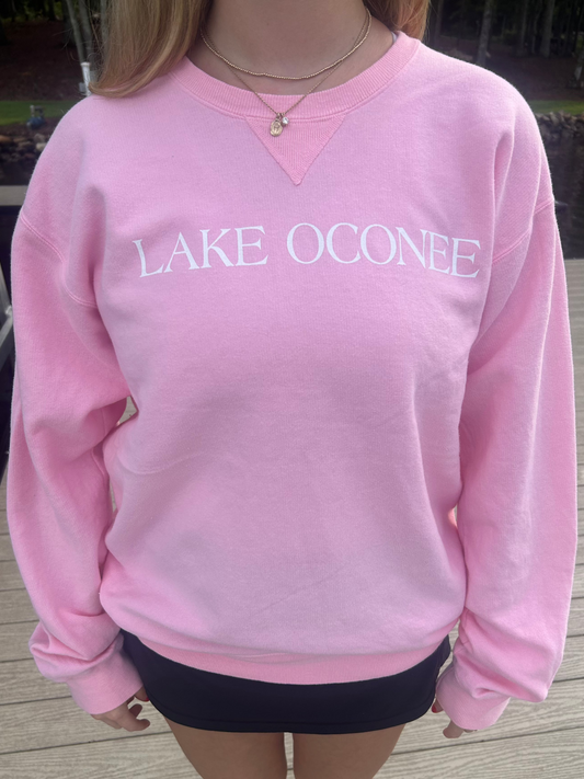 Lake Oconee Sweatshirt Pink with White Letters