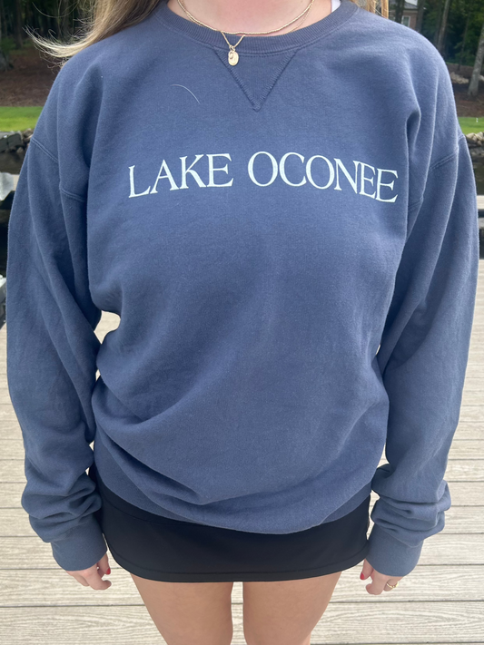 Lake Oconee Sweatshirt Navy with White Letters