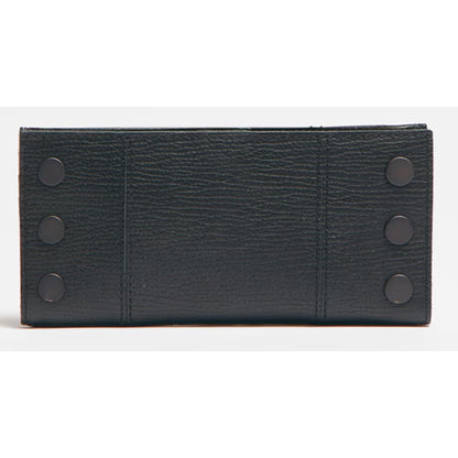 Hammitt 110 North wallet in black with antique bronze rivets, front