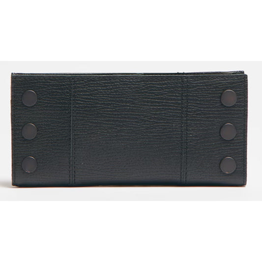 Hammitt 110 North wallet in black with antique bronze rivets, front