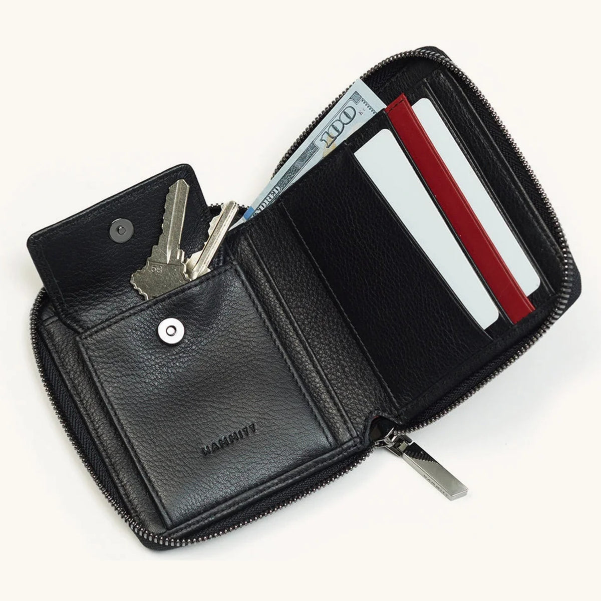 Hammitt 5 North wallet open with card slots and key pocket