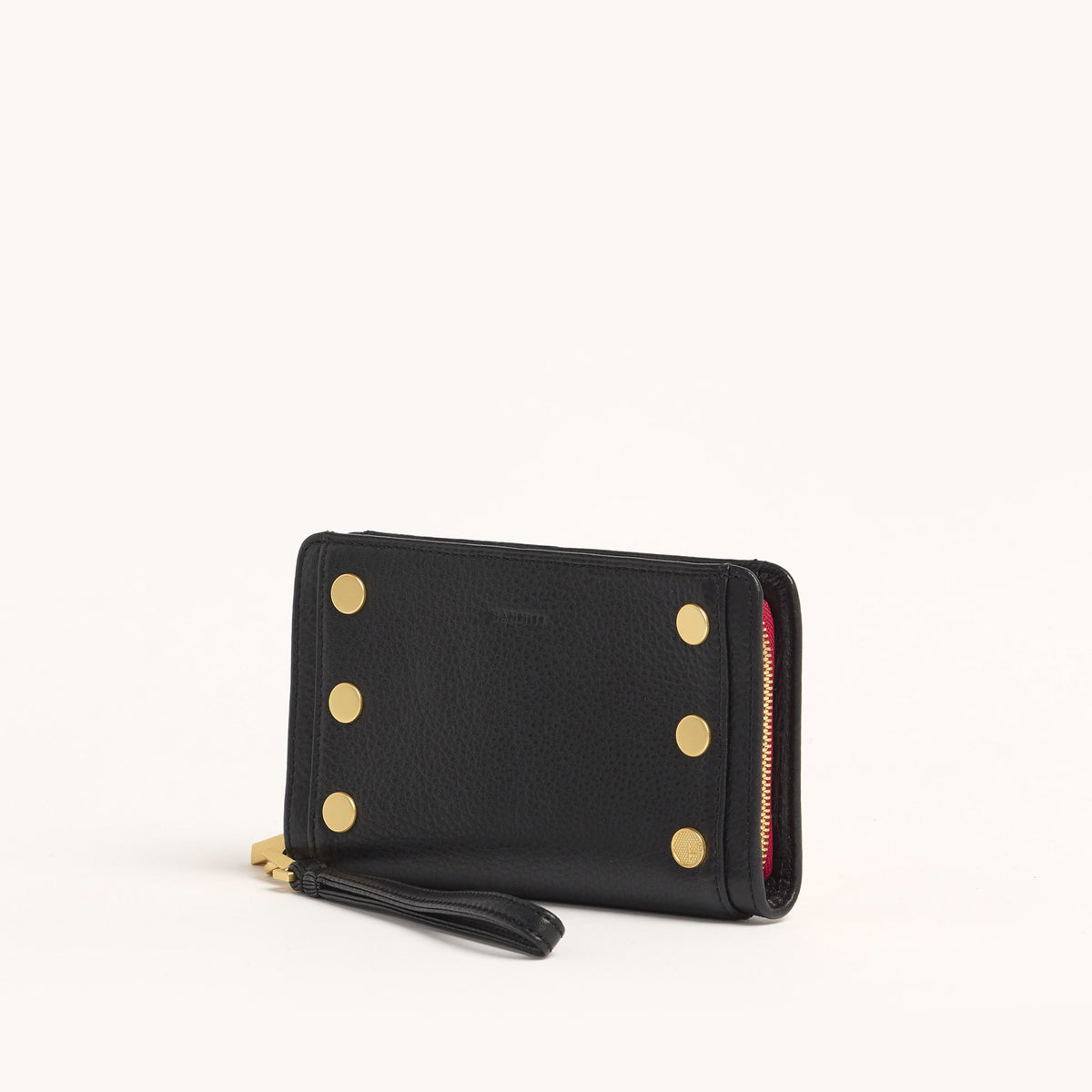 Hammitt Bryant Wallet - Black/Brushed Gold, Red Zip