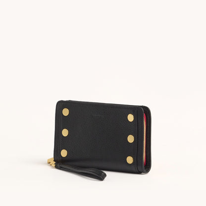 Hammitt Bryant Wallet - Black/Brushed Gold, Red Zip