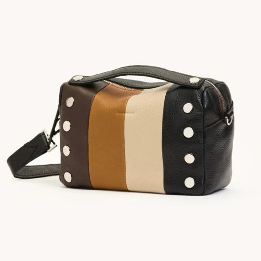 Hammitt Evan Crossbody Small in Strata stripe leather with silver rivets