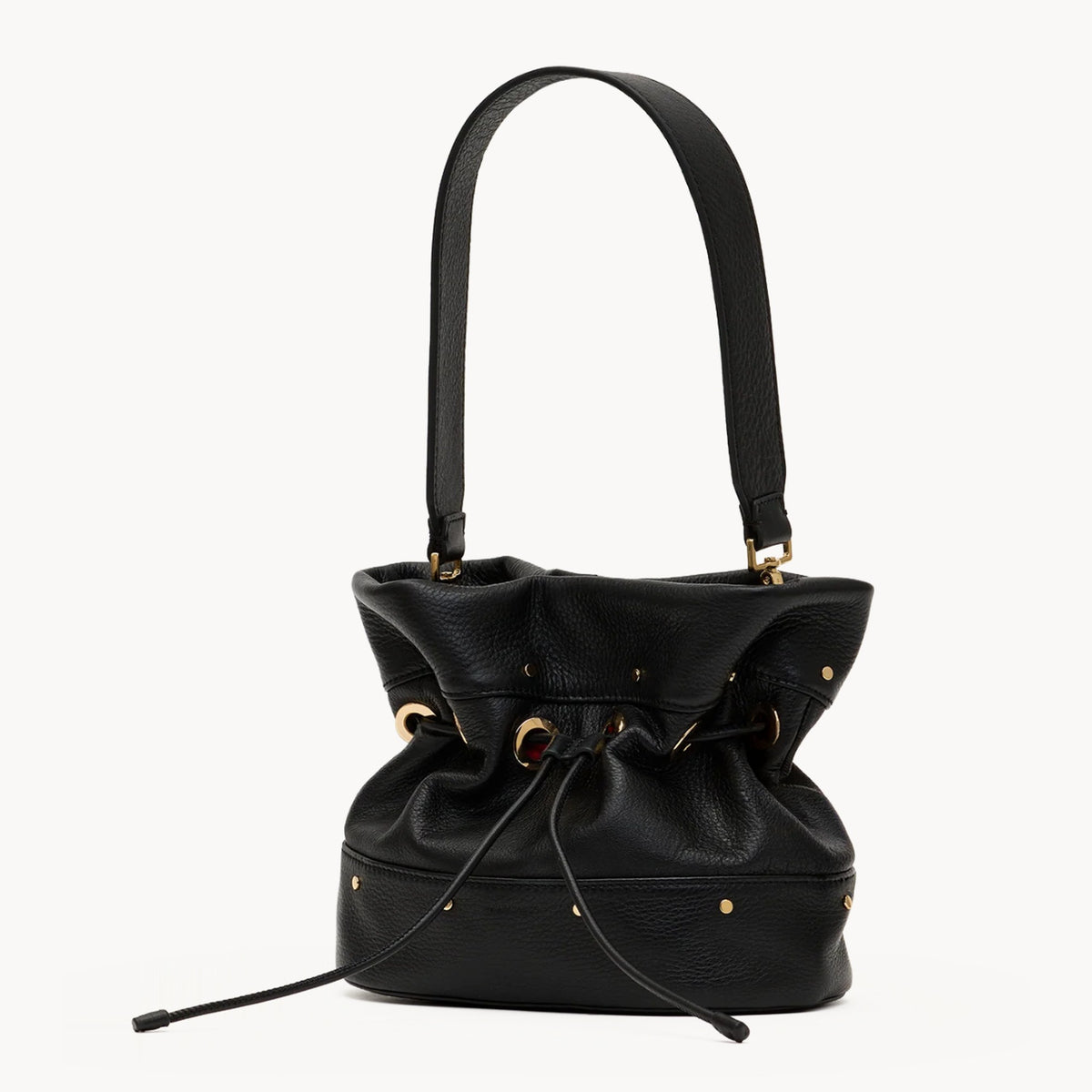 Hammitt Gianna Small bucket bag in black, angled
