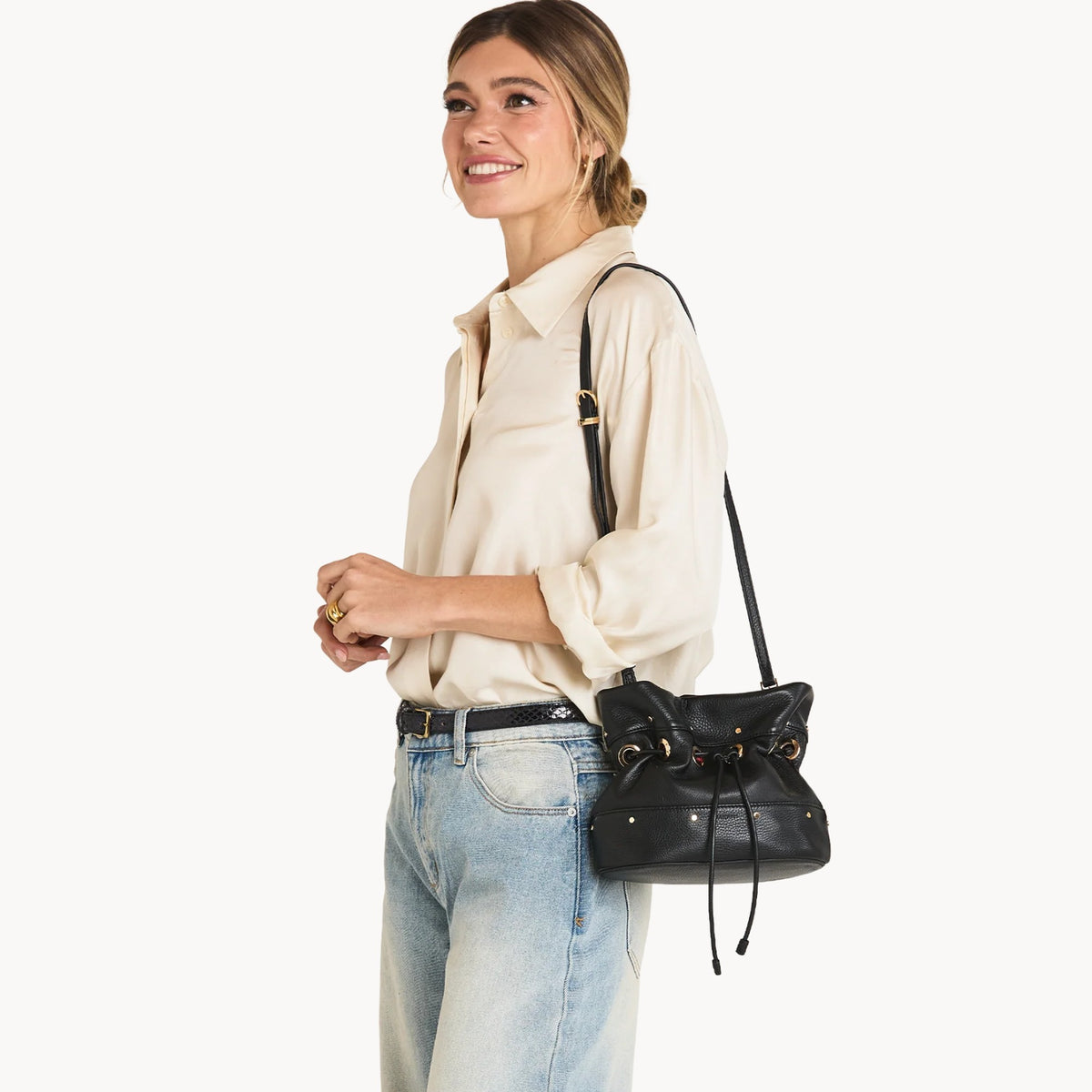 Hammitt Gianna Small worn with the belted crossbody strap