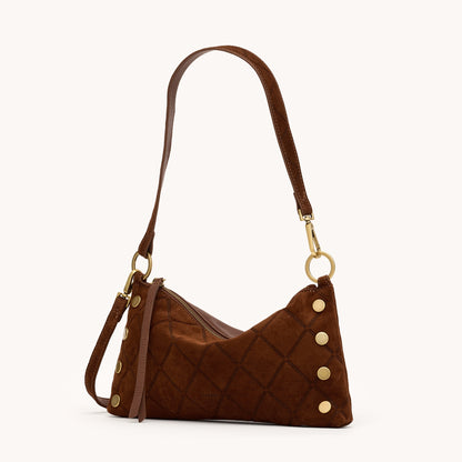 Hammitt Kyle Shoulder Bag - Chocolate Diamond Suede/Antique Gold