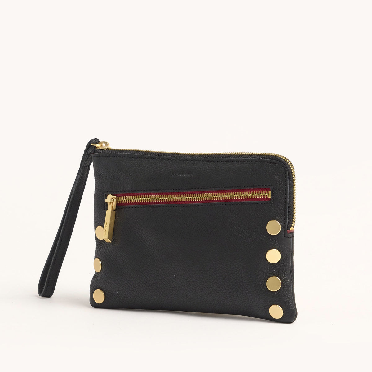 Hammitt Nash Small - Black/Brushed Gold, Red Zip