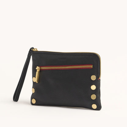 Hammitt Nash Small - Black/Brushed Gold, Red Zip