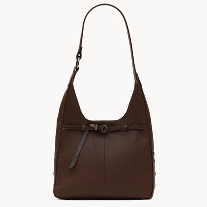Hammitt Tim Medium in belted espresso leather, front