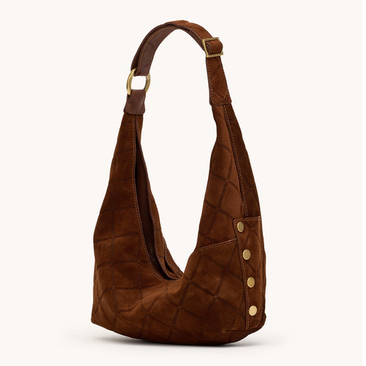 Hammitt Tom Zip Medium - Chocolate Diamond Suede/Antique Gold