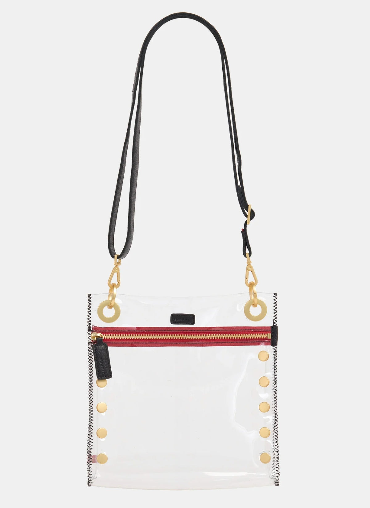 Hammitt Tony Medium Clear Crossbody - Black/Brushed Gold, Red Zip