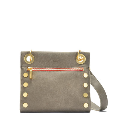 Hammitt Tony Small Crossbody - Pewter/Brushed Gold, Red Zip