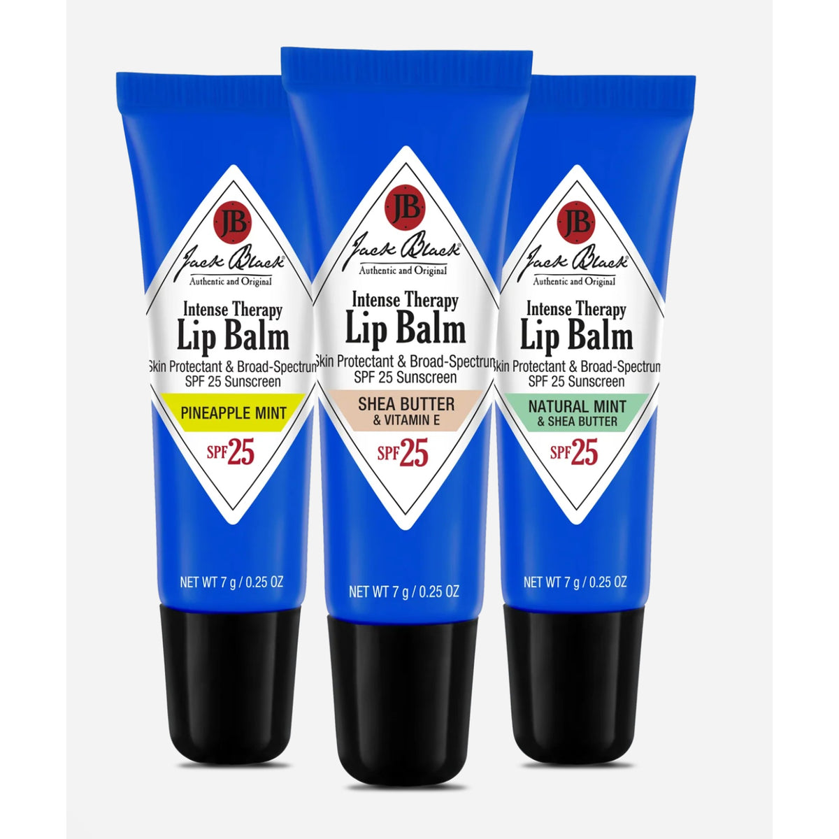 Jack Black Intense Therapy Lip Balms in Pineapple Mint, Shea Butter and Natural Mint