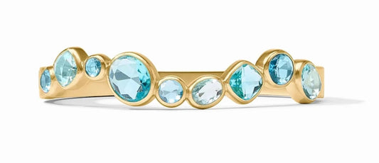 Julie Vos Kaleidoscope Hinge Bangle - Gold, Bahamian Blue