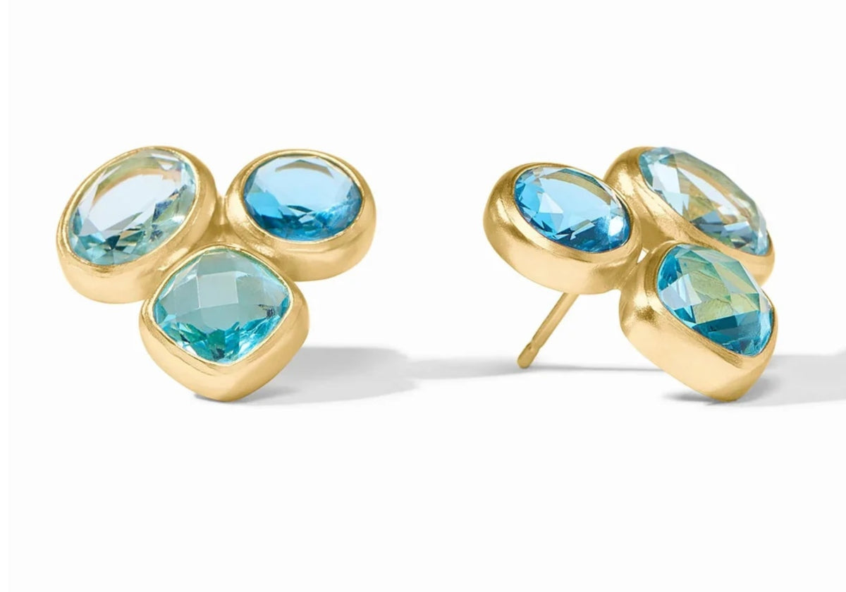 Julie Vos Kaleidoscope Statement Stud - Gold, Bahamian Blue