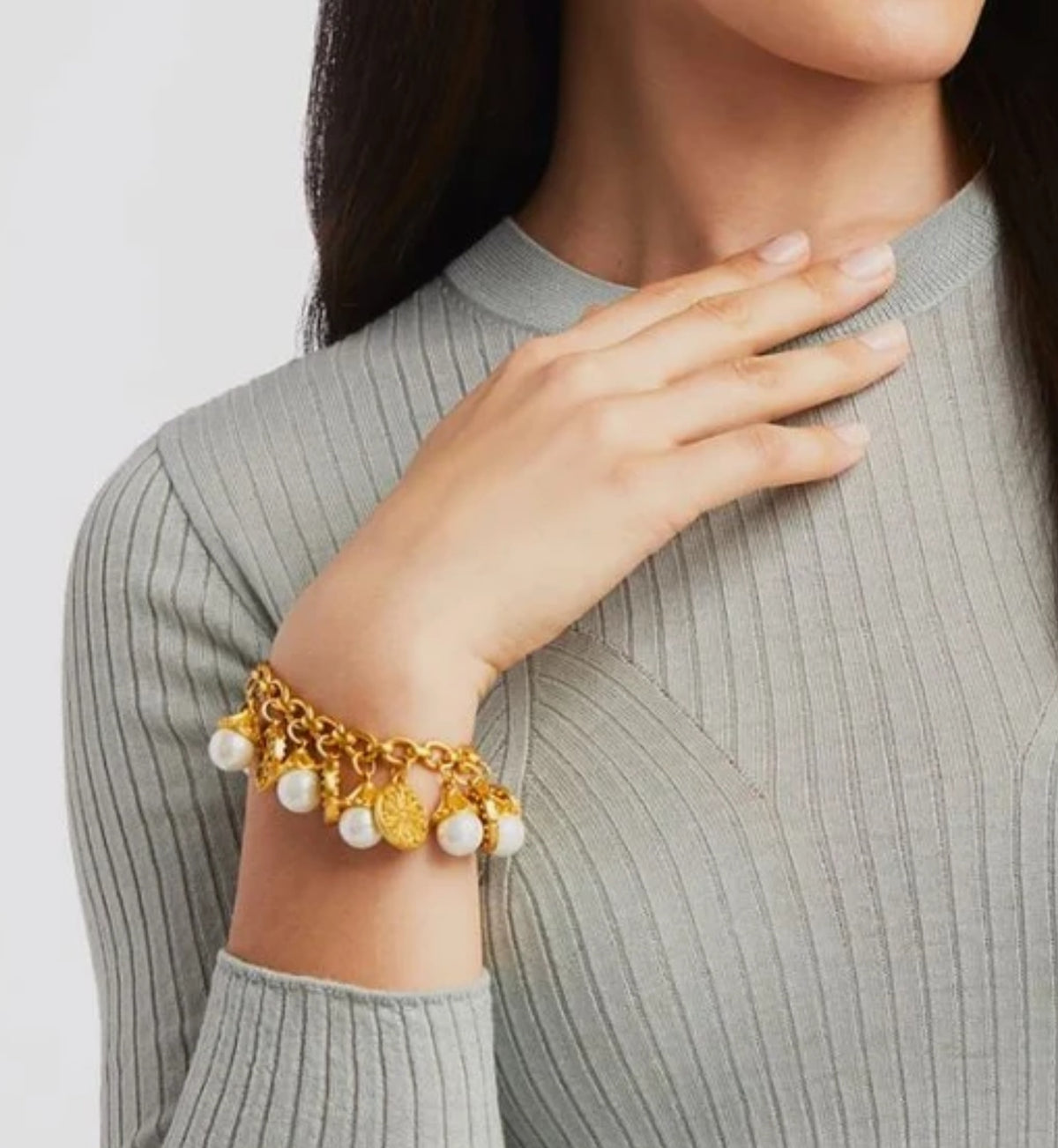 Julie Vos Meridian Charm Bracelet - Gold with Pearl Charms