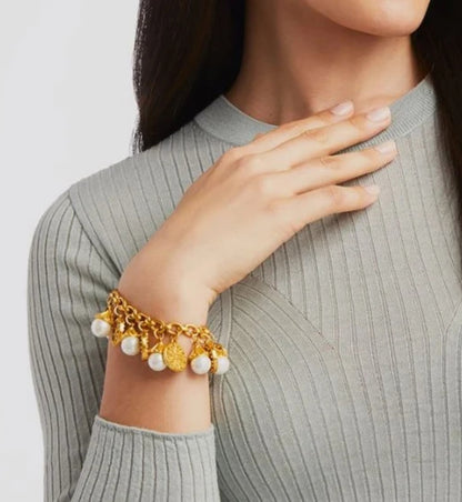 Julie Vos Meridian Charm Bracelet - Gold with Pearl Charms