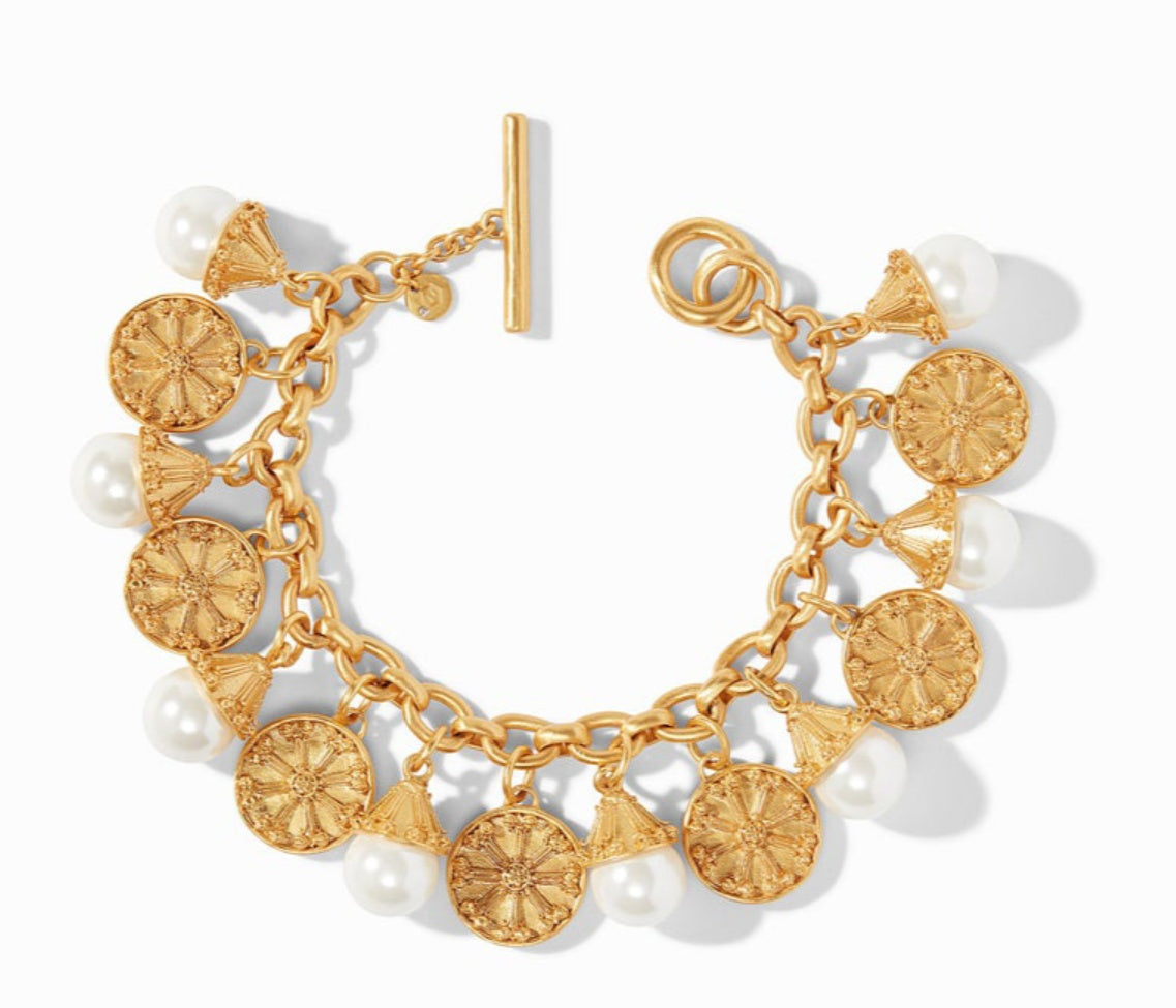 Julie Vos Meridian Charm Bracelet - Gold with Pearl Charms