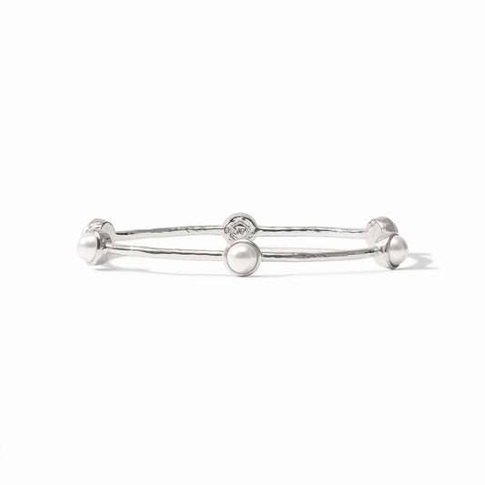 Julie Vos Milano Luxe Bangle - Silver, Pearl (M)