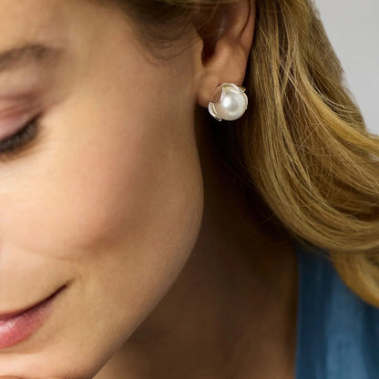 Julie Vos Penelope Pearl Stud - Silver (L)