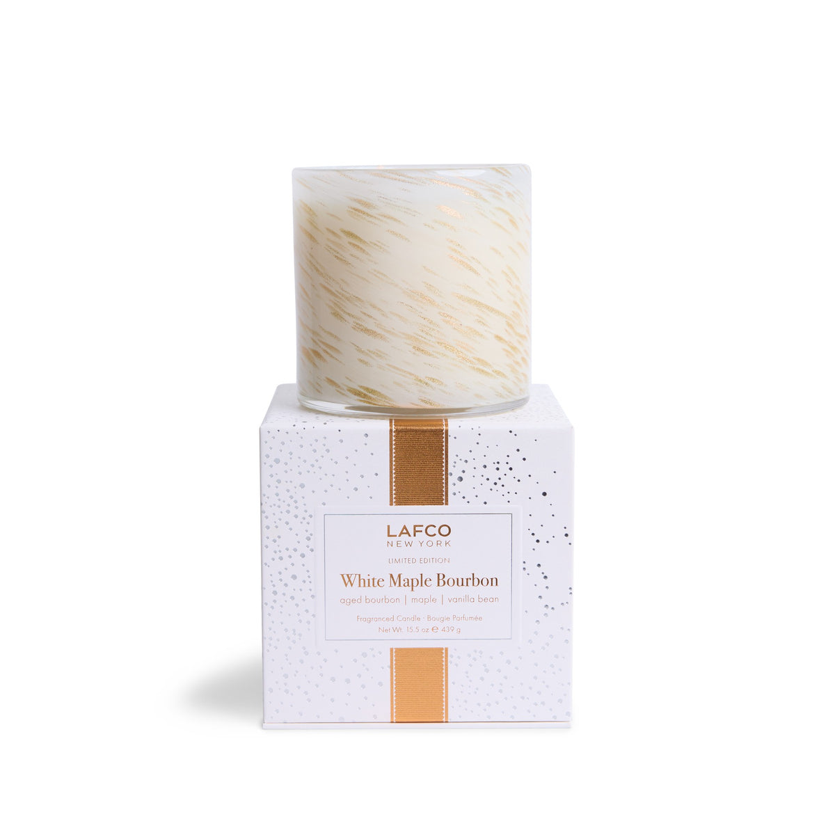 LAFCO White Maple Bourbon holiday candle with gift box